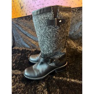 Ivanka Trump Ladies Boots Size 6M Gray Cloth Upper Black Leather Lower